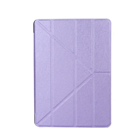 For iPad 9.7 (2018) / 9.7 (2017) Silk Texture Origami Stand Smart Leather Sleep Case- Silver