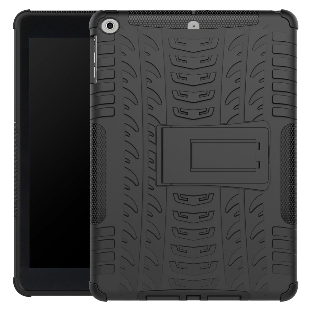 For iPad 9.7 (2018) / 9.7 (2017) Tyre Pattern Kickstand Hybrid PC + TPU Protective Case