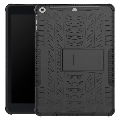 For iPad 9.7 (2018) / 9.7 (2017) Tyre Pattern Kickstand Hybrid PC + TPU Protective Case