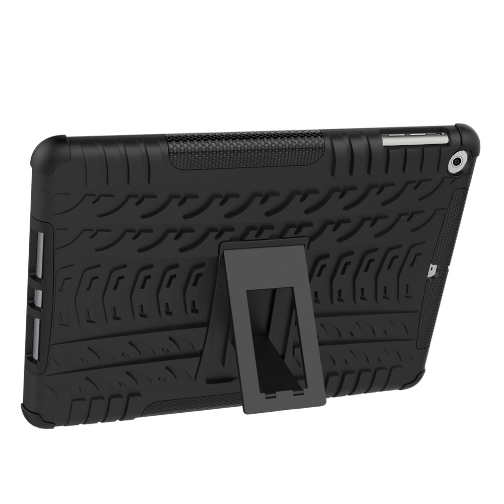 For iPad 9.7 (2018) / 9.7 (2017) Tyre Pattern Kickstand Hybrid PC + TPU Protective Case