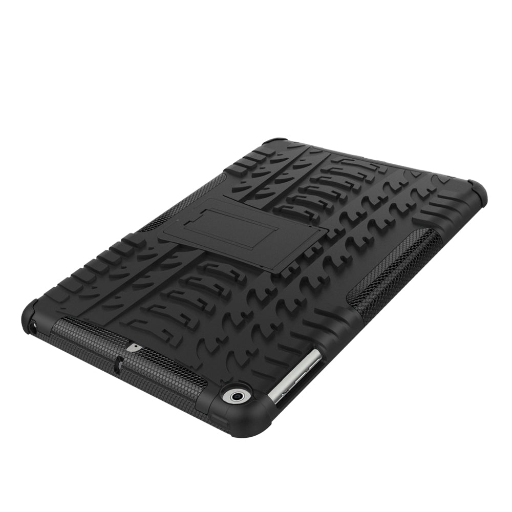 For iPad 9.7 (2018) / 9.7 (2017) Tyre Pattern Kickstand Hybrid PC + TPU Protective Case