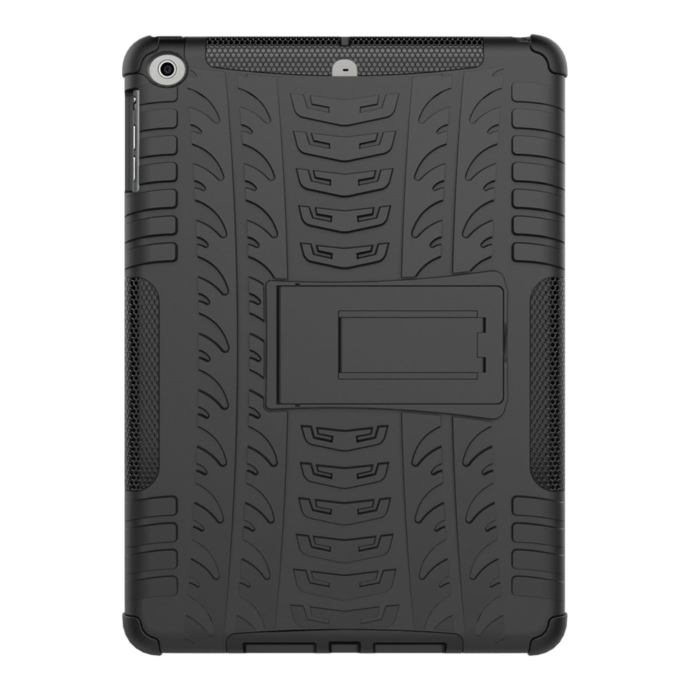 For iPad 9.7 (2018) / 9.7 (2017) Tyre Pattern Kickstand Hybrid PC + TPU Protective Case