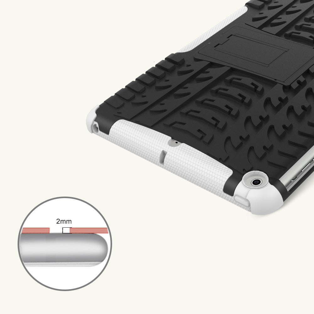 For iPad 9.7 (2018) / 9.7 (2017) Tyre Pattern Kickstand Hybrid PC + TPU Protective Case