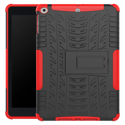 For iPad 9.7 (2018) / 9.7 (2017) Tyre Pattern Kickstand Hybrid PC + TPU Protective Case