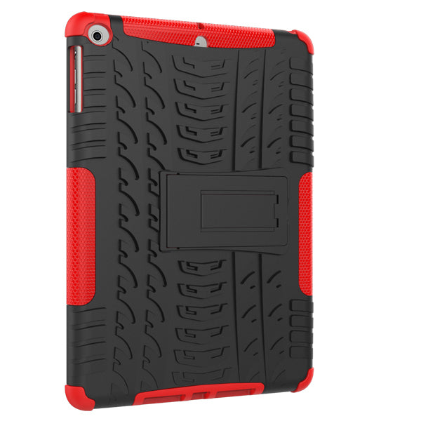 For iPad 9.7 (2018) / 9.7 (2017) Tyre Pattern Kickstand Hybrid PC + TPU Protective Case