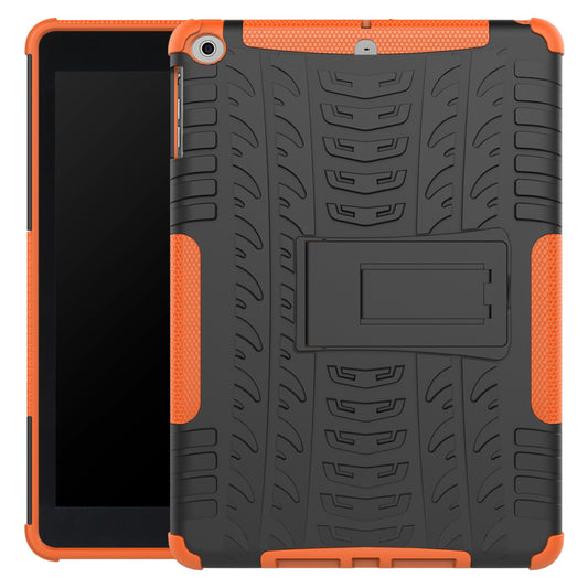 For iPad 9.7 (2018) / 9.7 (2017) Tyre Pattern Kickstand Hybrid PC + TPU Protective Case