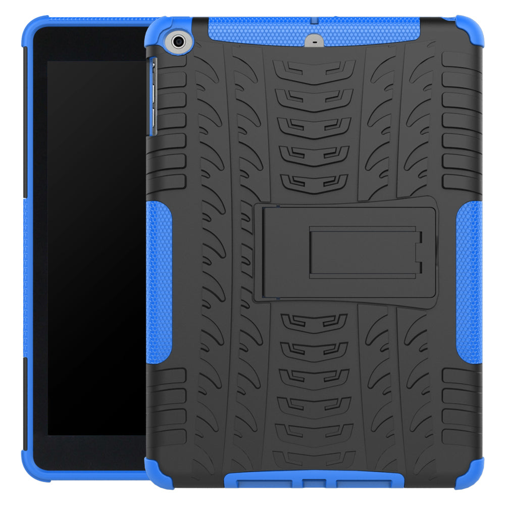 For iPad 9.7 (2018) / 9.7 (2017) Tyre Pattern Kickstand Hybrid PC + TPU Protective Case