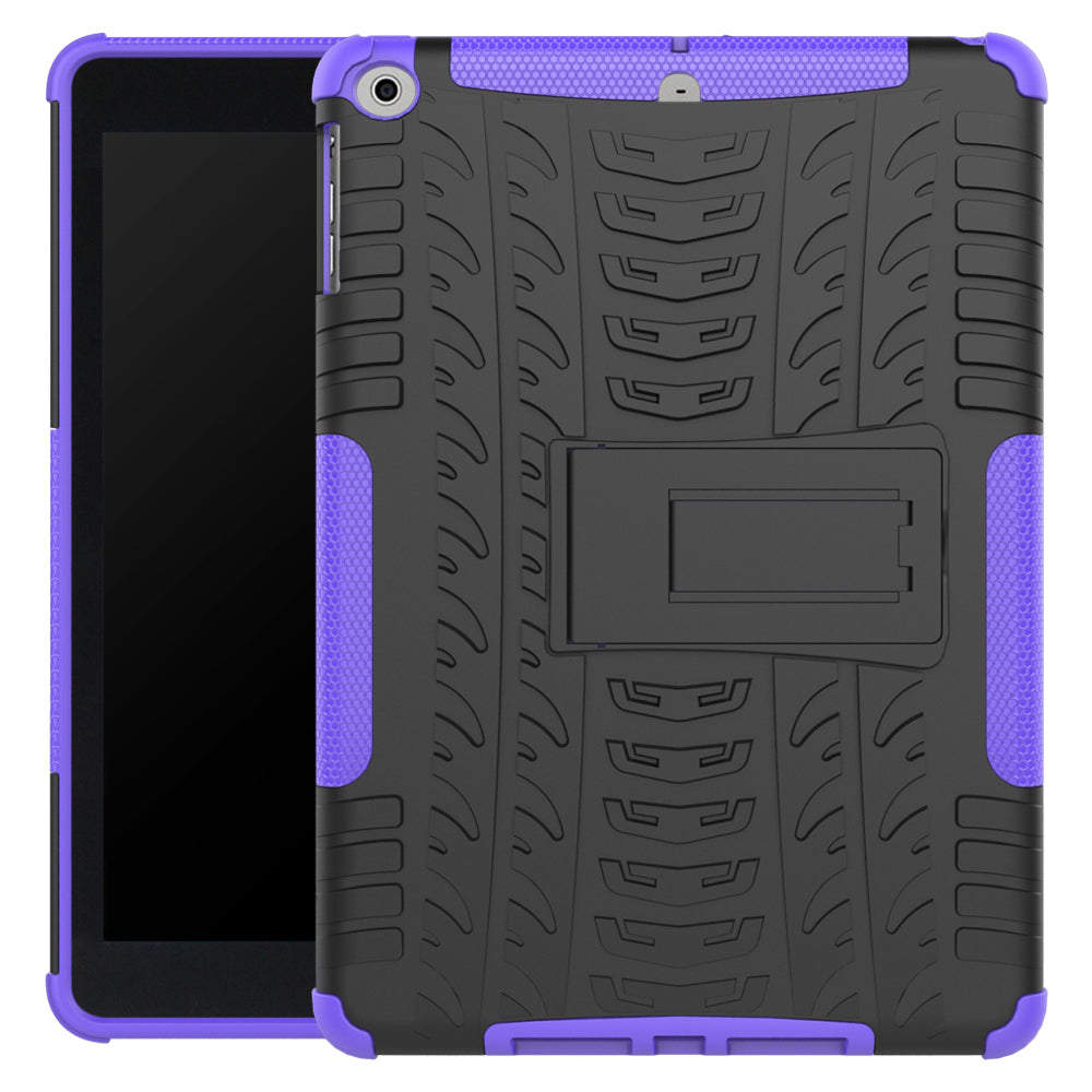 For iPad 9.7 (2018) / 9.7 (2017) Tyre Pattern Kickstand Hybrid PC + TPU Protective Case