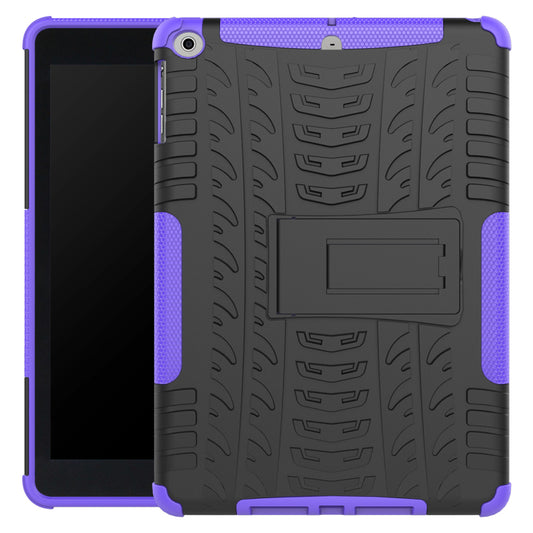 For iPad 9.7 (2018) / 9.7 (2017) Tyre Pattern Kickstand Hybrid PC + TPU Protective Case