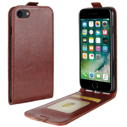 Crazy Horse Skin PU Leather Vertical Flip Phone Casing for iPhone SE (2020)/SE (2022)/8/7 4.7 inch