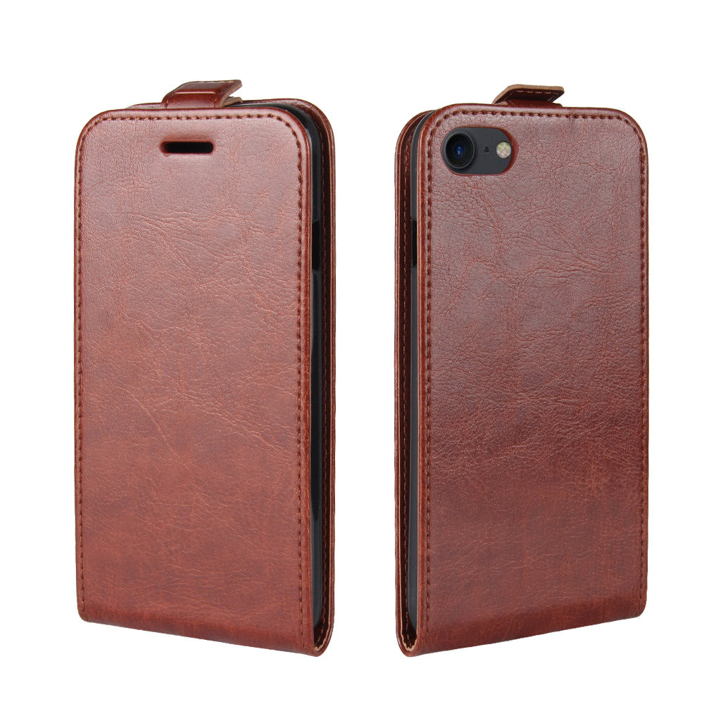Crazy Horse Skin PU Leather Vertical Flip Phone Casing for iPhone SE (2020)/SE (2022)/8/7 4.7 inch