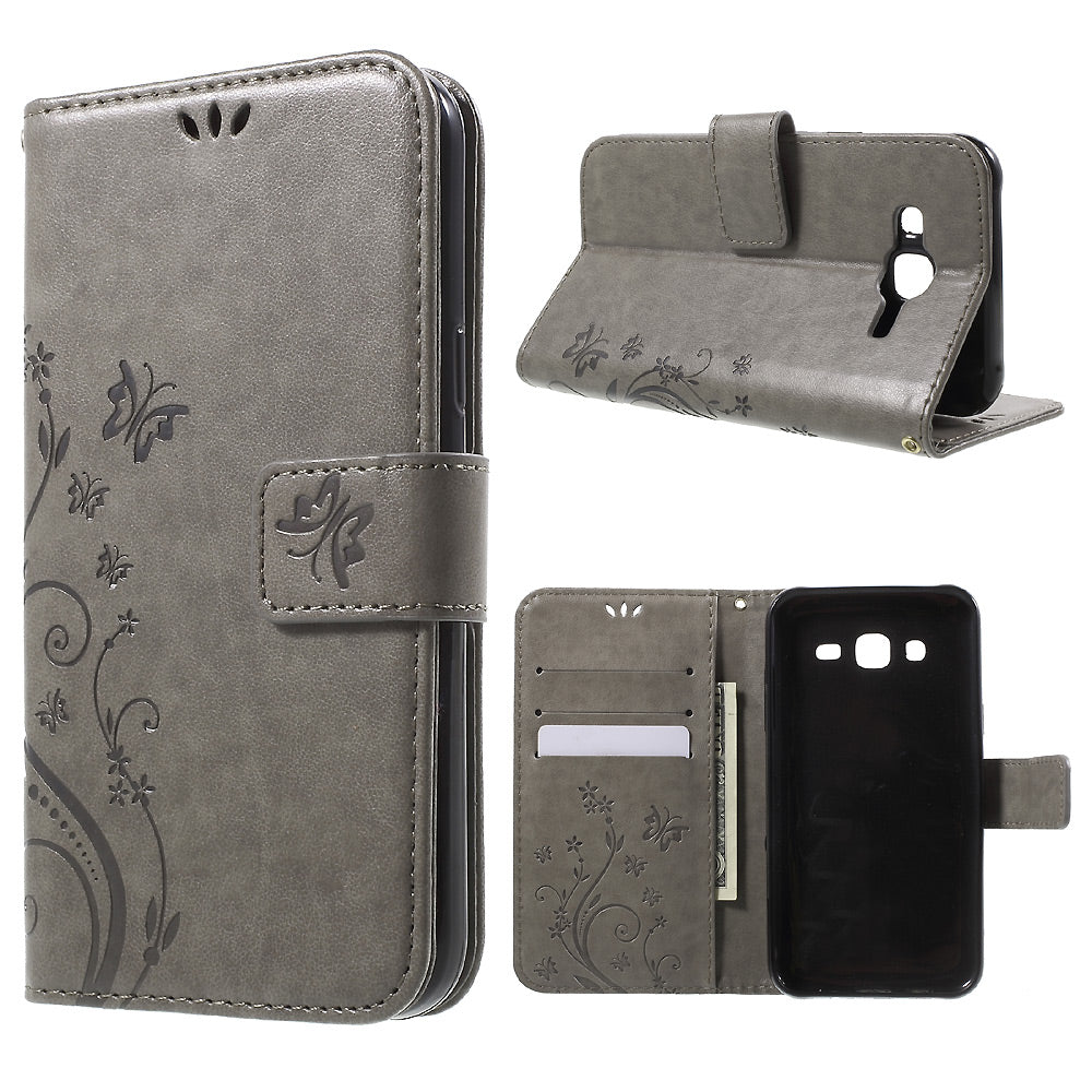 Butterfly Leather Stand Wallet Cover for Samsung Galaxy J5