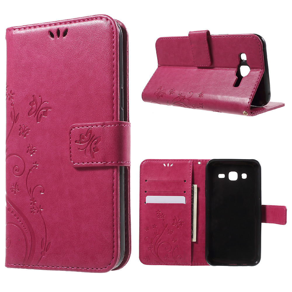 Butterfly Leather Stand Wallet Cover for Samsung Galaxy J5