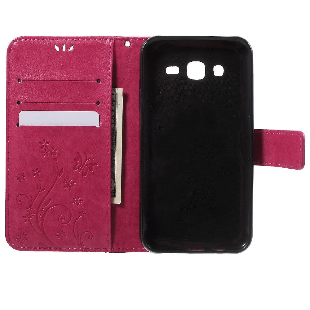 Butterfly Leather Stand Wallet Cover for Samsung Galaxy J5