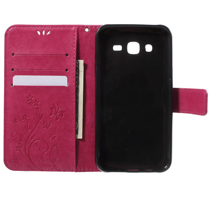 Butterfly Leather Stand Wallet Cover for Samsung Galaxy J5