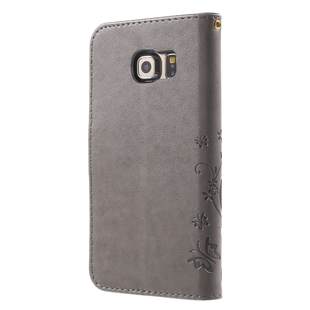 Butterfly Leather Wallet Cover for Samsung Galaxy S6 Edge G925