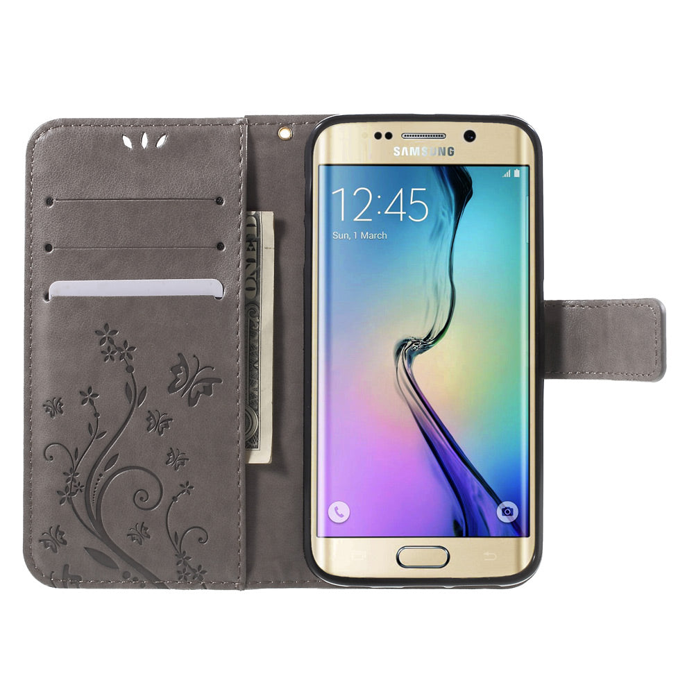 Butterfly Leather Wallet Cover for Samsung Galaxy S6 Edge G925