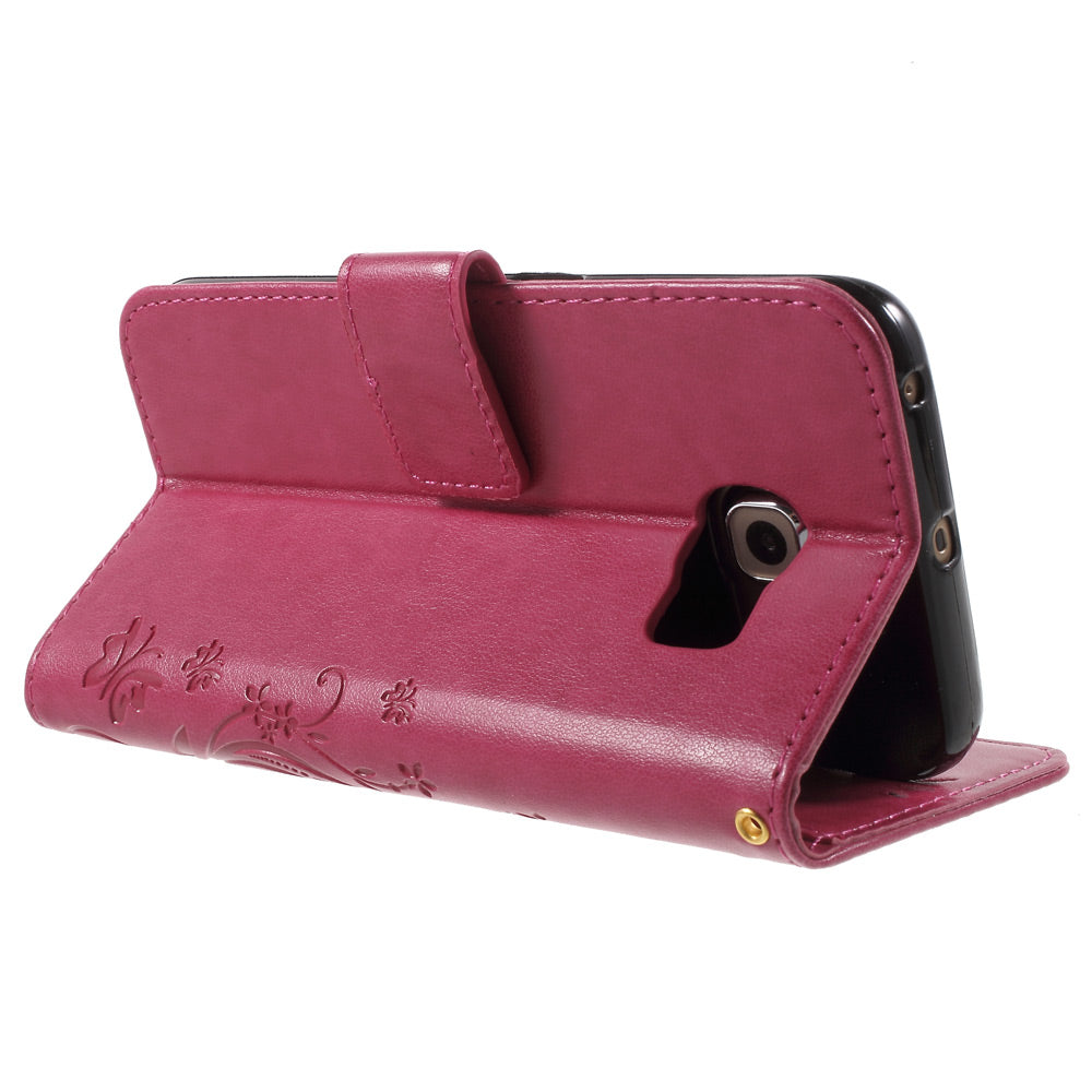 Butterfly Leather Wallet Cover for Samsung Galaxy S6 Edge G925
