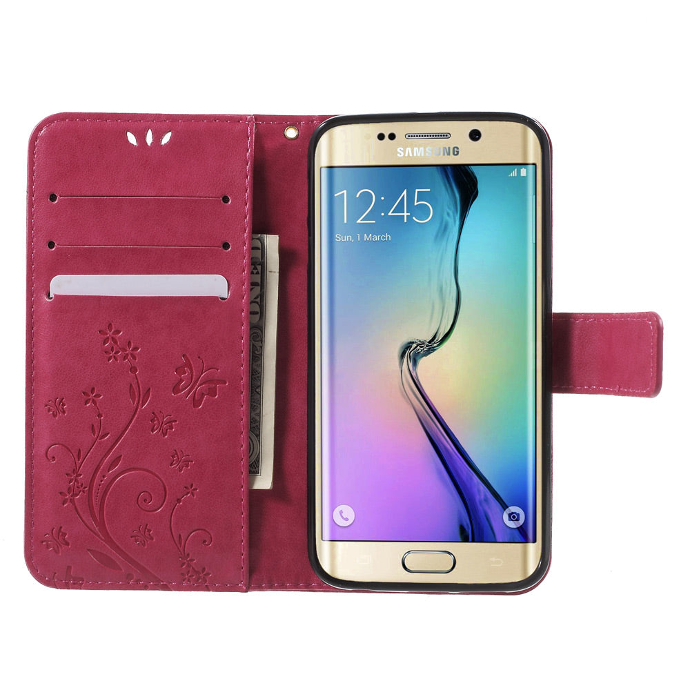 Butterfly Leather Wallet Cover for Samsung Galaxy S6 Edge G925