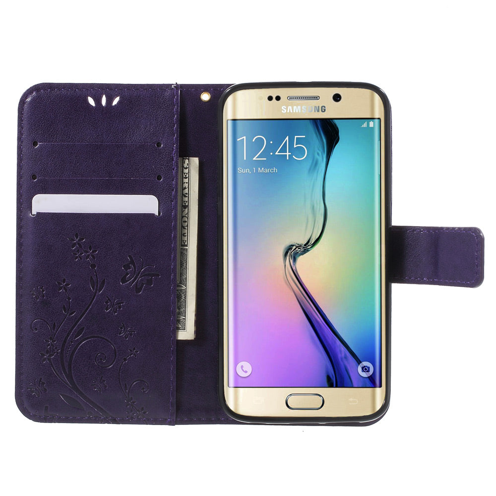 Butterfly Leather Wallet Cover for Samsung Galaxy S6 Edge G925