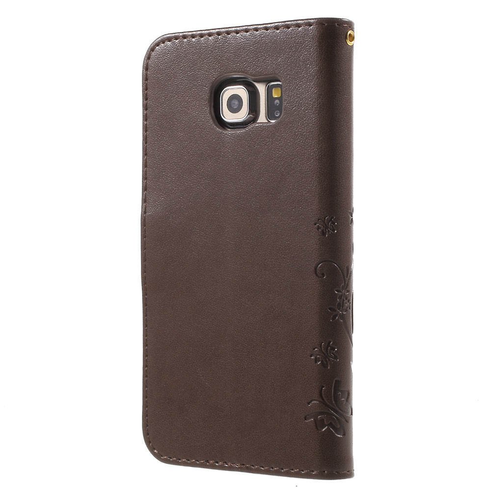 Butterfly Leather Wallet Cover for Samsung Galaxy S6 Edge G925