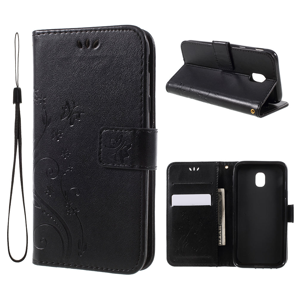 Imprint Flower Butterfly Pattern Wallet Leather Case for Samsung Galaxy J5 (2017) EU Version / J5 Pro (2017)