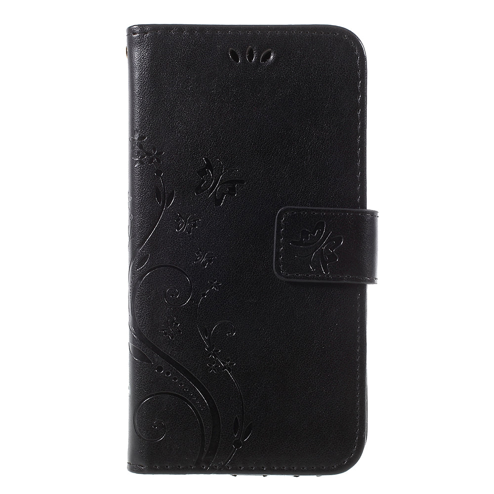 Imprint Flower Butterfly Pattern Wallet Leather Case for Samsung Galaxy J5 (2017) EU Version / J5 Pro (2017)