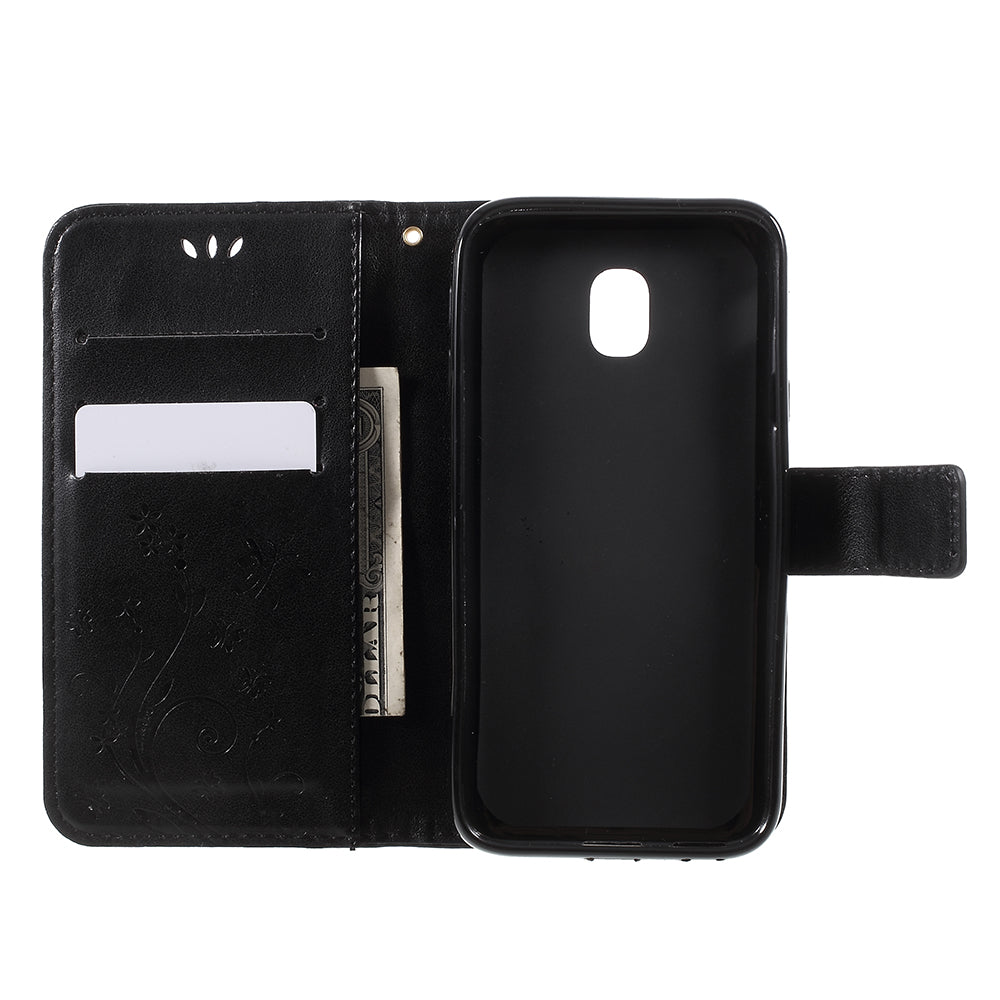 Imprint Flower Butterfly Pattern Wallet Leather Case for Samsung Galaxy J5 (2017) EU Version / J5 Pro (2017)