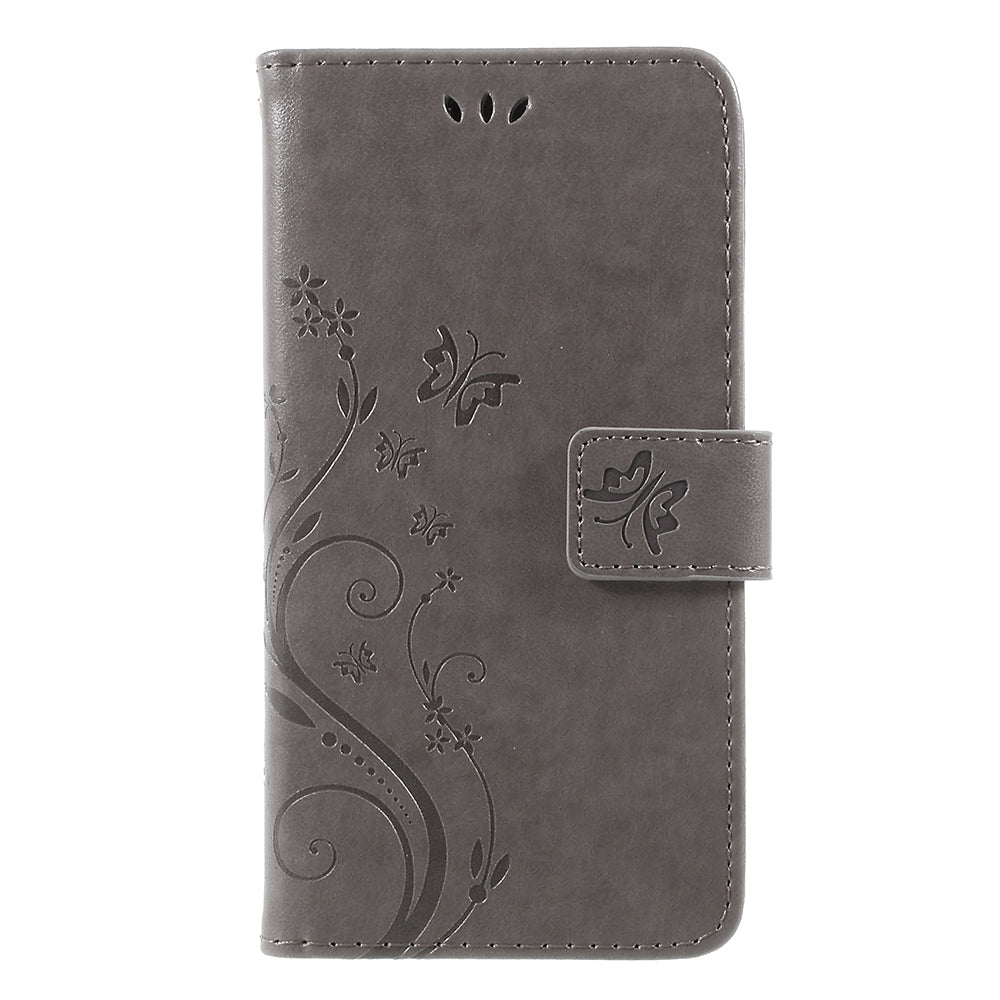 Imprint Flower Butterfly Pattern Wallet Leather Case for Samsung Galaxy J5 (2017) EU Version / J5 Pro (2017)