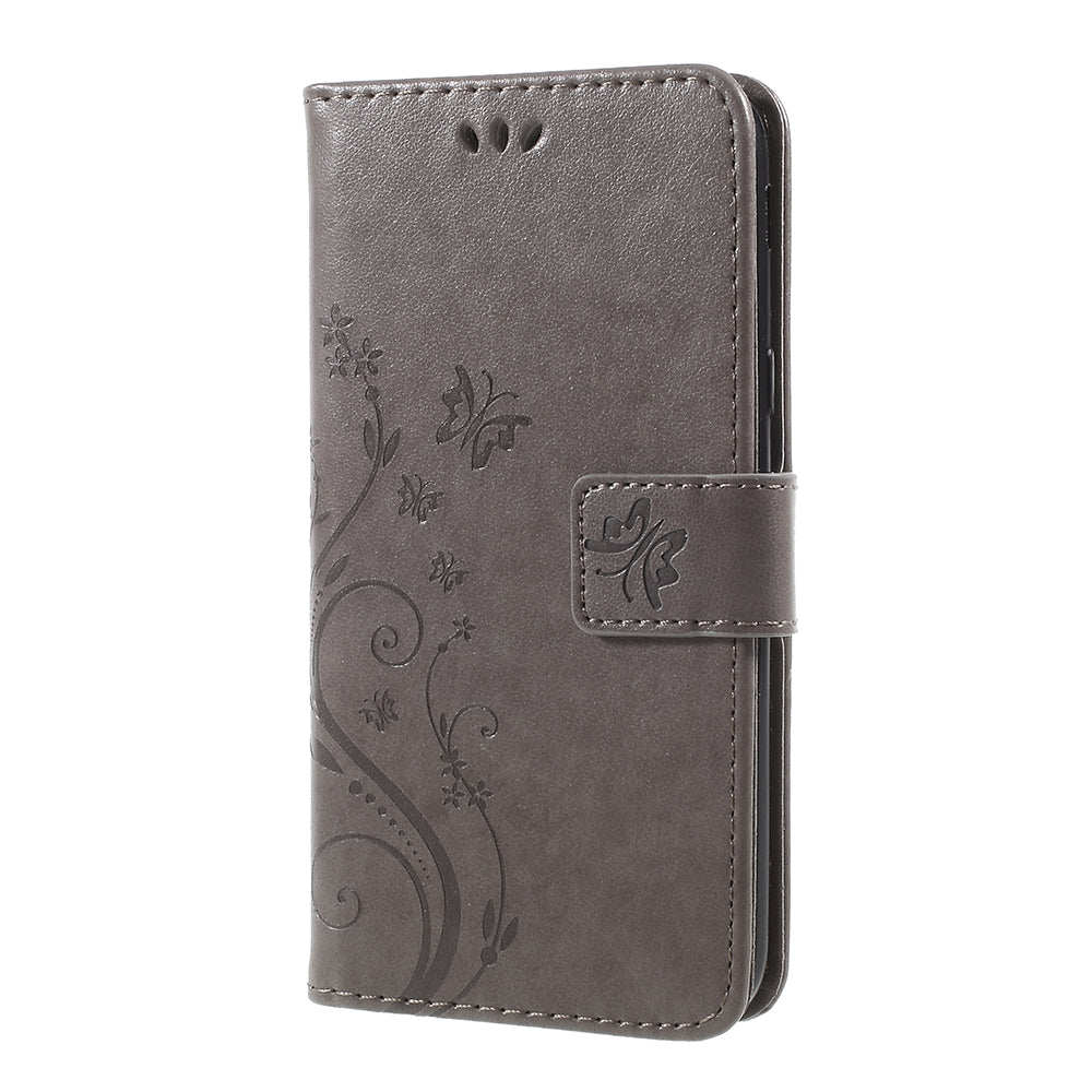 Imprint Flower Butterfly Pattern Wallet Leather Case for Samsung Galaxy J5 (2017) EU Version / J5 Pro (2017)