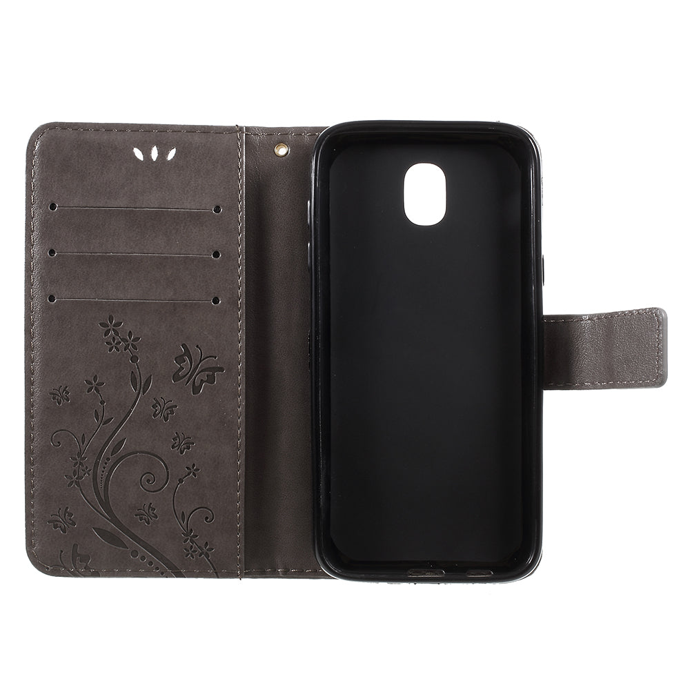 Imprint Flower Butterfly Pattern Wallet Leather Case for Samsung Galaxy J5 (2017) EU Version / J5 Pro (2017)