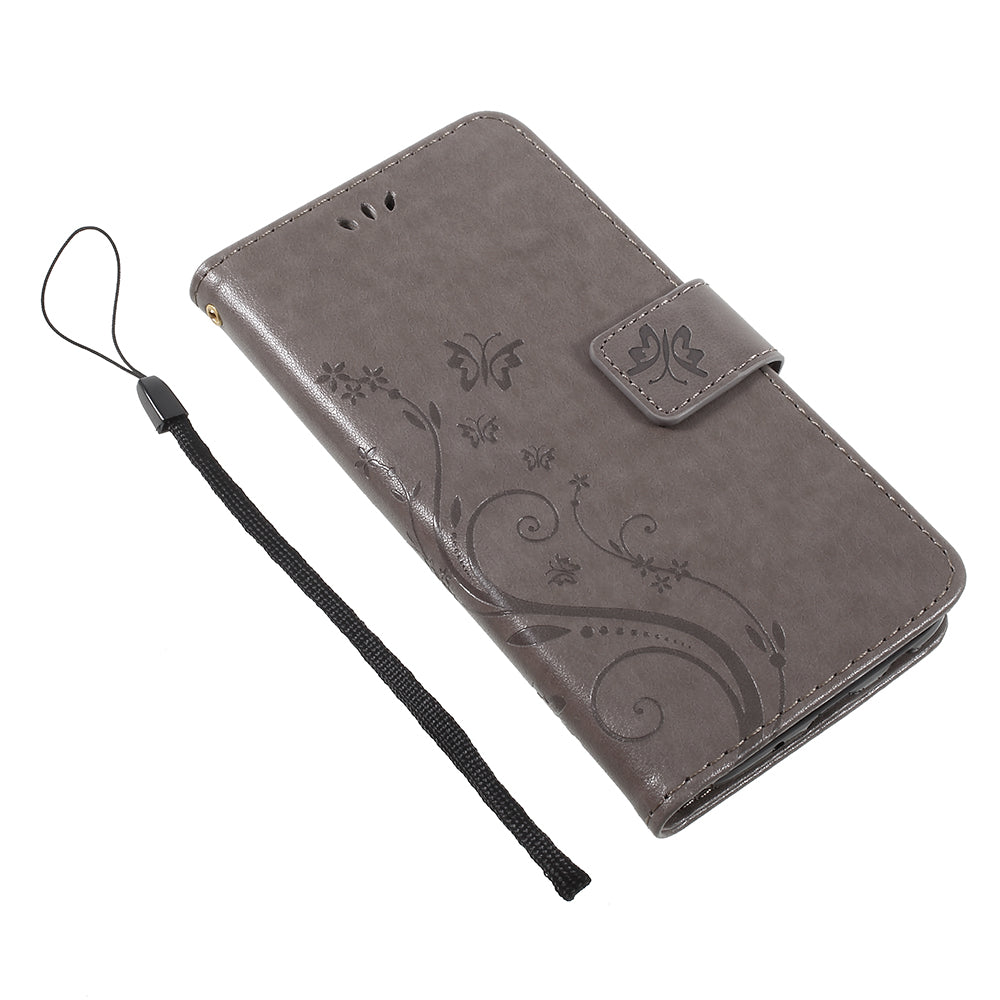 Imprint Flower Butterfly Pattern Wallet Leather Case for Samsung Galaxy J5 (2017) EU Version / J5 Pro (2017)