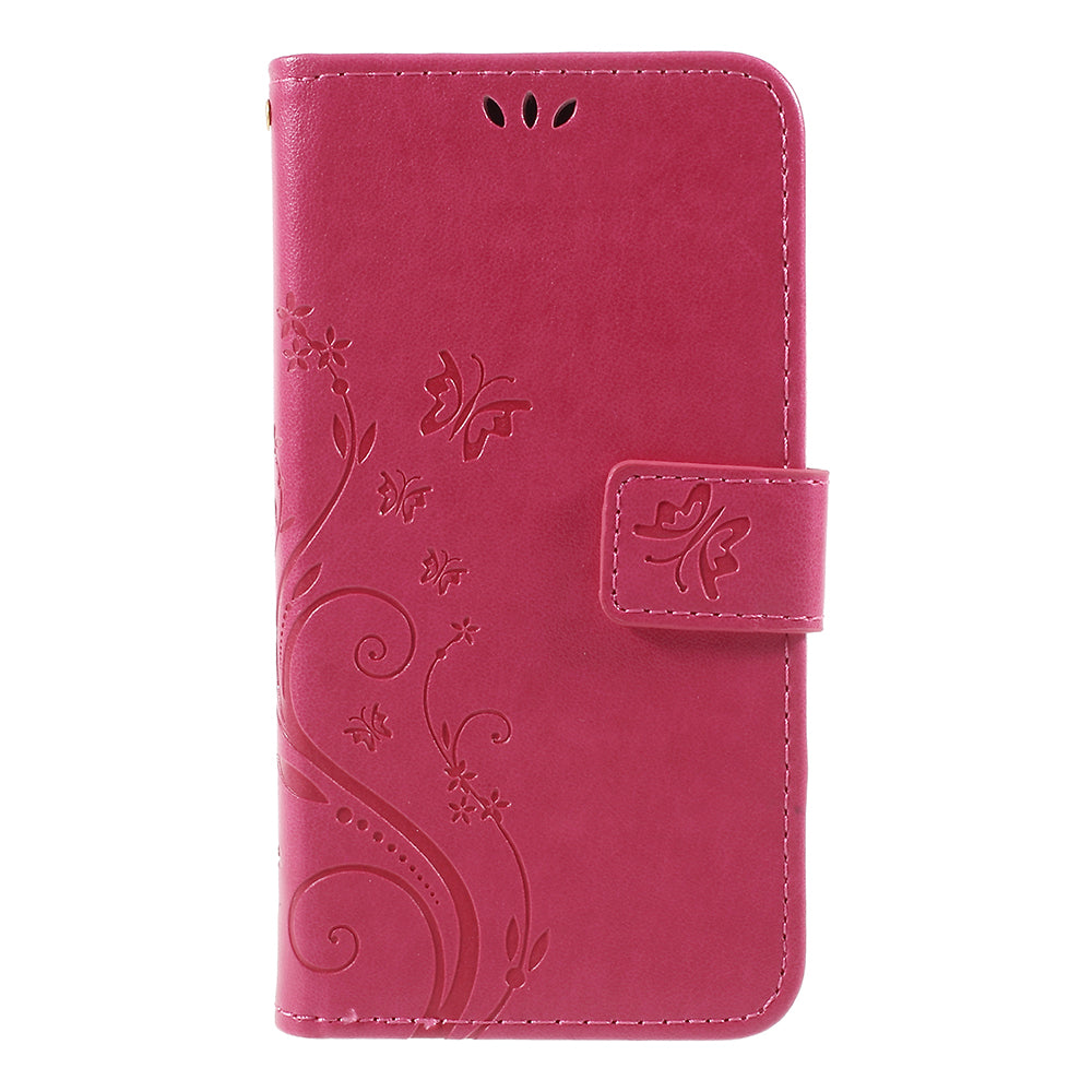 Imprint Flower Butterfly Pattern Wallet Leather Case for Samsung Galaxy J5 (2017) EU Version / J5 Pro (2017)