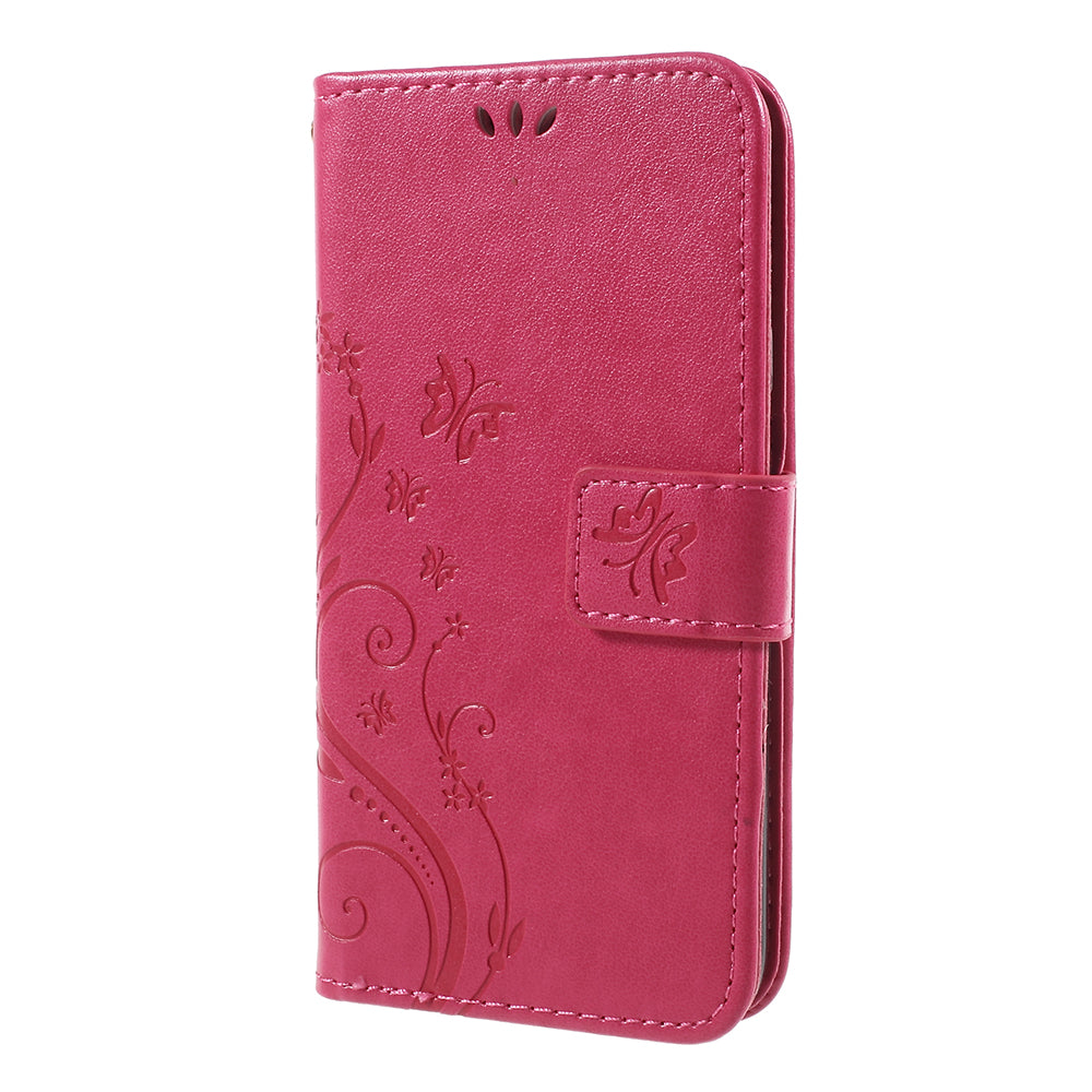 Imprint Flower Butterfly Pattern Wallet Leather Case for Samsung Galaxy J5 (2017) EU Version / J5 Pro (2017)