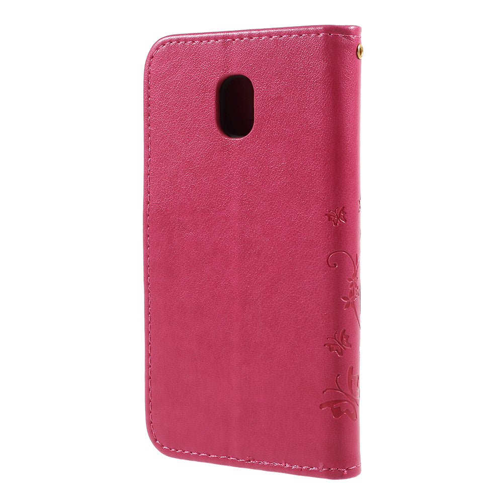 Imprint Flower Butterfly Pattern Wallet Leather Case for Samsung Galaxy J5 (2017) EU Version / J5 Pro (2017)