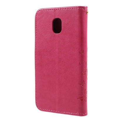 Imprint Flower Butterfly Pattern Wallet Leather Case for Samsung Galaxy J5 (2017) EU Version / J5 Pro (2017)