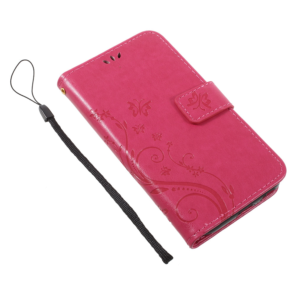 Imprint Flower Butterfly Pattern Wallet Leather Case for Samsung Galaxy J5 (2017) EU Version / J5 Pro (2017)