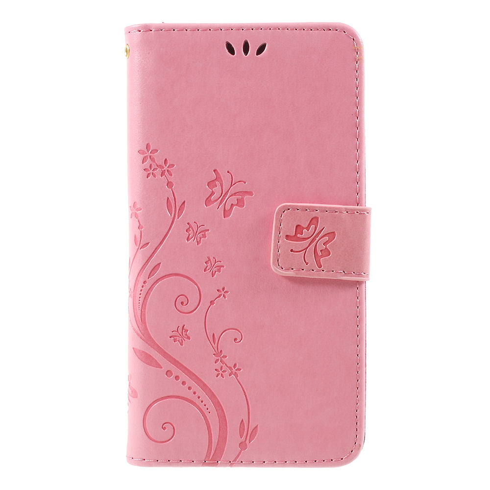 Imprint Flower Butterfly Pattern Wallet Leather Case for Samsung Galaxy J5 (2017) EU Version / J5 Pro (2017)