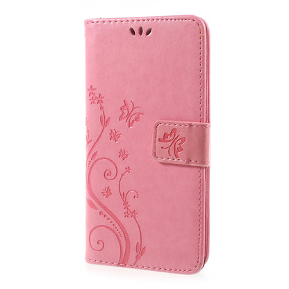 Imprint Flower Butterfly Pattern Wallet Leather Case for Samsung Galaxy J5 (2017) EU Version / J5 Pro (2017)