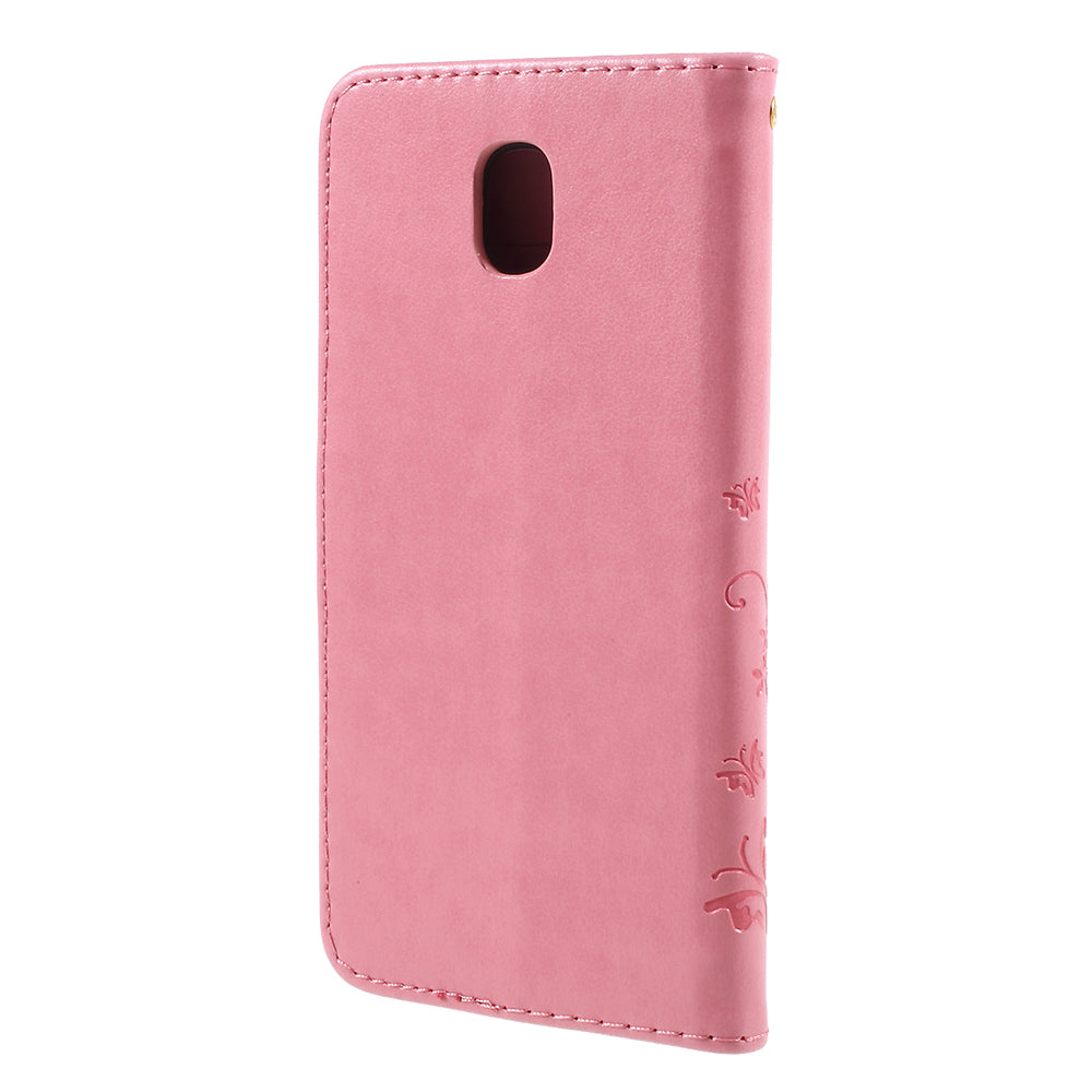 Imprint Flower Butterfly Pattern Wallet Leather Case for Samsung Galaxy J5 (2017) EU Version / J5 Pro (2017)