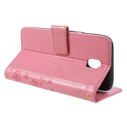 Imprint Flower Butterfly Pattern Wallet Leather Case for Samsung Galaxy J5 (2017) EU Version / J5 Pro (2017)