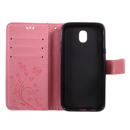 Imprint Flower Butterfly Pattern Wallet Leather Case for Samsung Galaxy J5 (2017) EU Version / J5 Pro (2017)