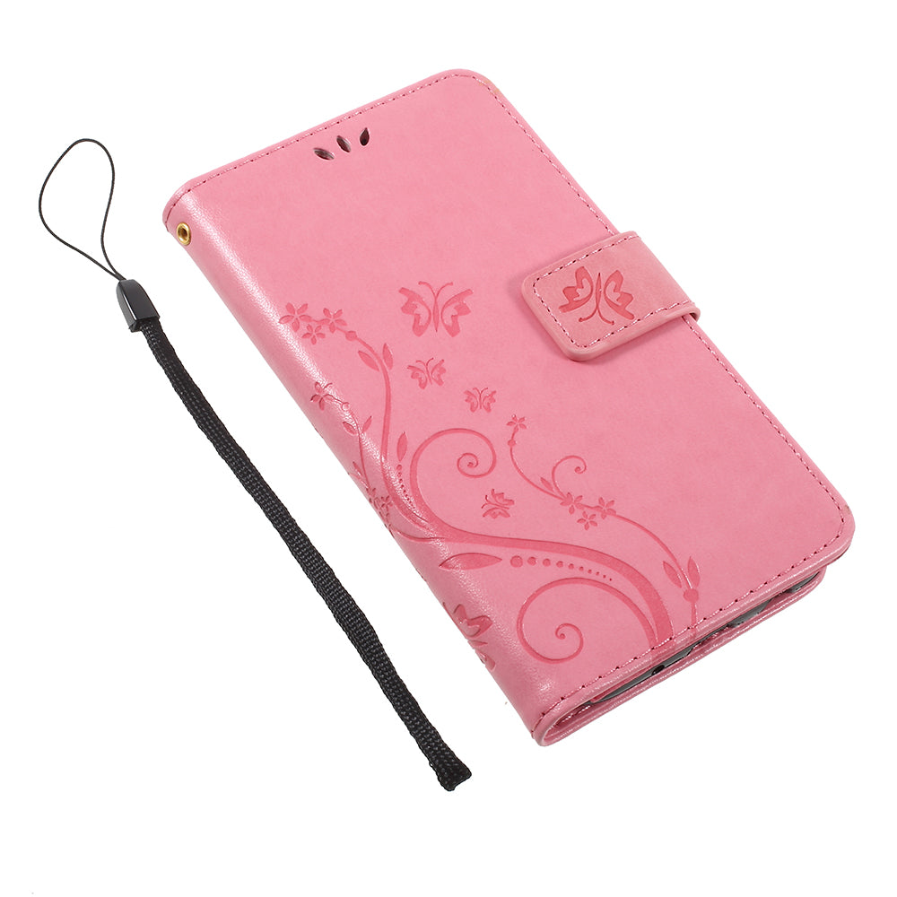 Imprint Flower Butterfly Pattern Wallet Leather Case for Samsung Galaxy J5 (2017) EU Version / J5 Pro (2017)