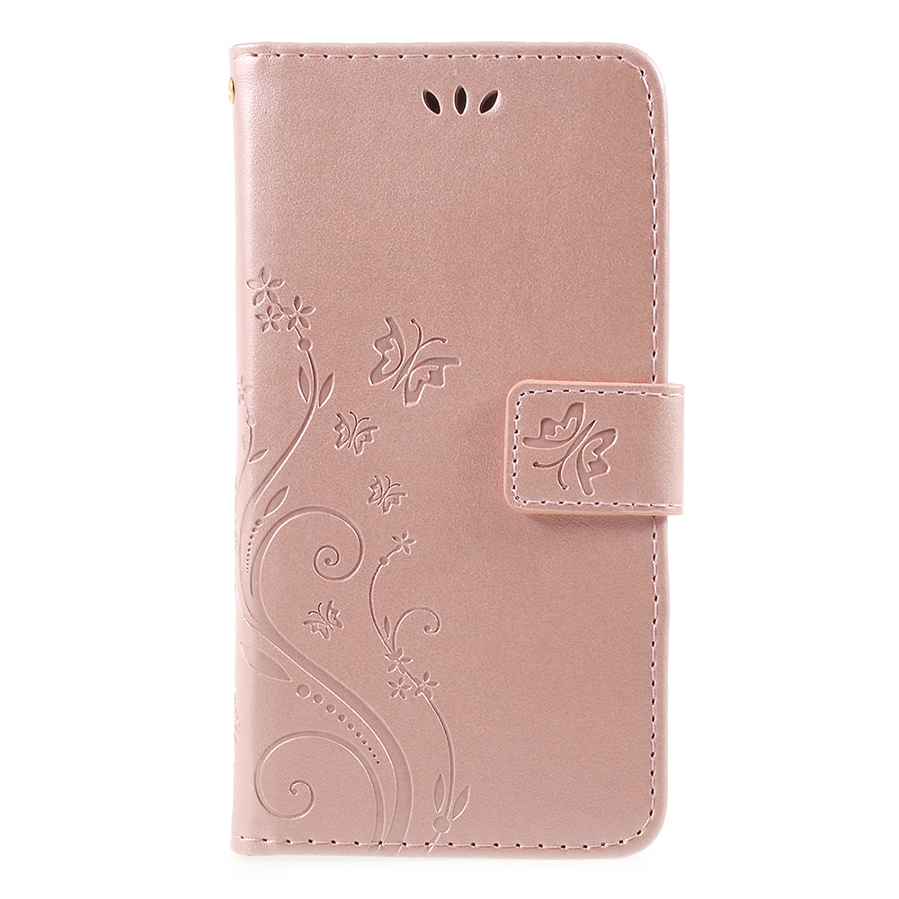 Imprint Flower Butterfly Pattern Wallet Leather Case for Samsung Galaxy J5 (2017) EU Version / J5 Pro (2017)