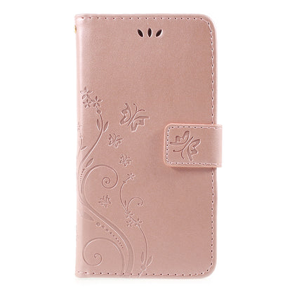 Imprint Flower Butterfly Pattern Wallet Leather Case for Samsung Galaxy J5 (2017) EU Version / J5 Pro (2017)