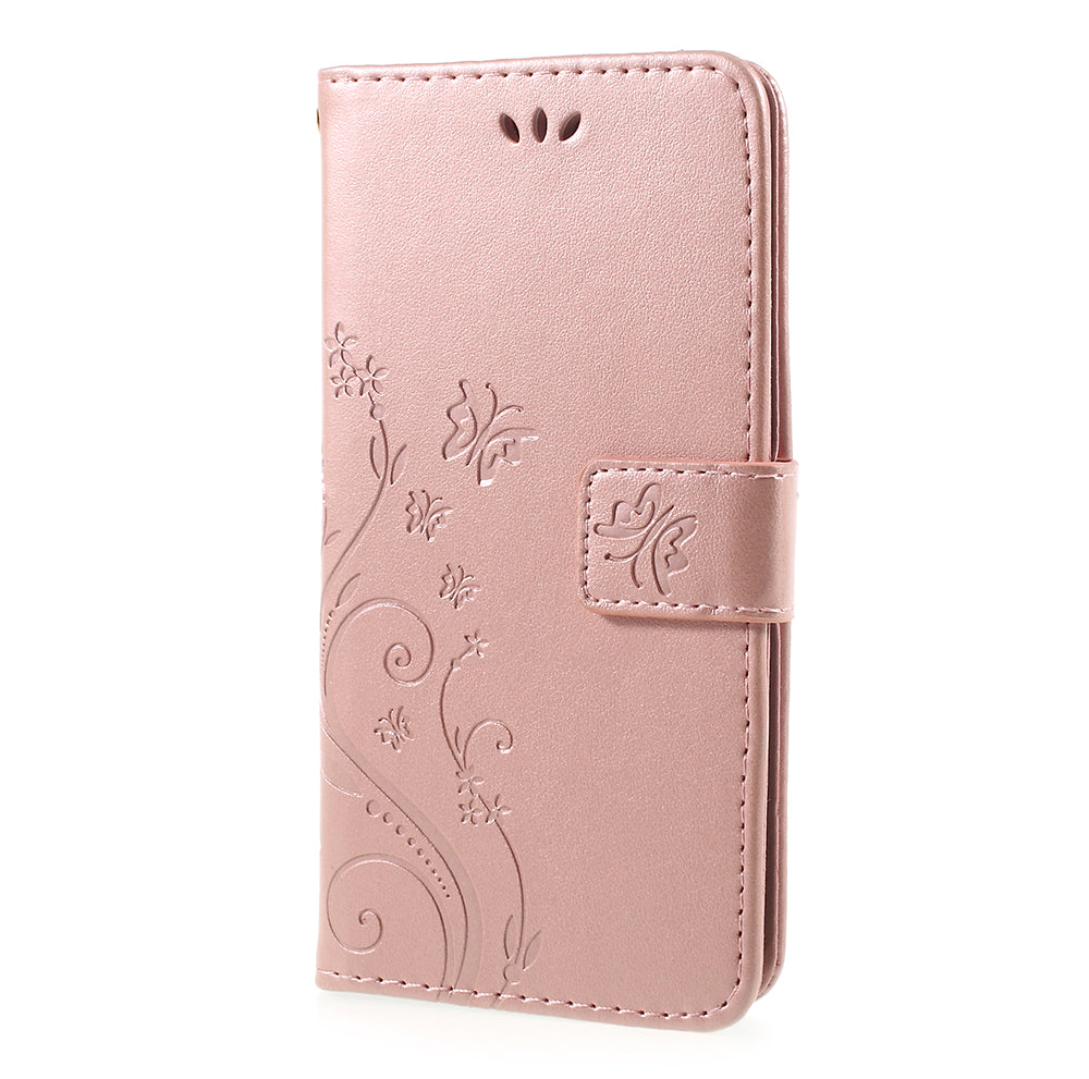Imprint Flower Butterfly Pattern Wallet Leather Case for Samsung Galaxy J5 (2017) EU Version / J5 Pro (2017)