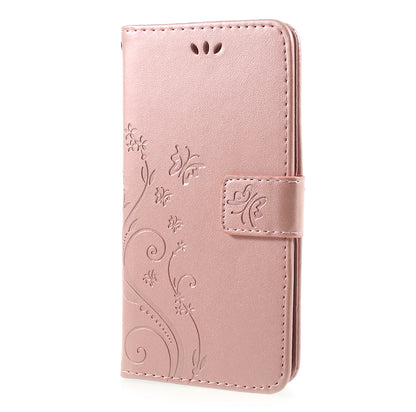 Imprint Flower Butterfly Pattern Wallet Leather Case for Samsung Galaxy J5 (2017) EU Version / J5 Pro (2017)