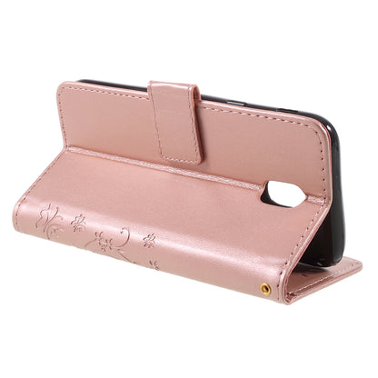 Imprint Flower Butterfly Pattern Wallet Leather Case for Samsung Galaxy J5 (2017) EU Version / J5 Pro (2017)