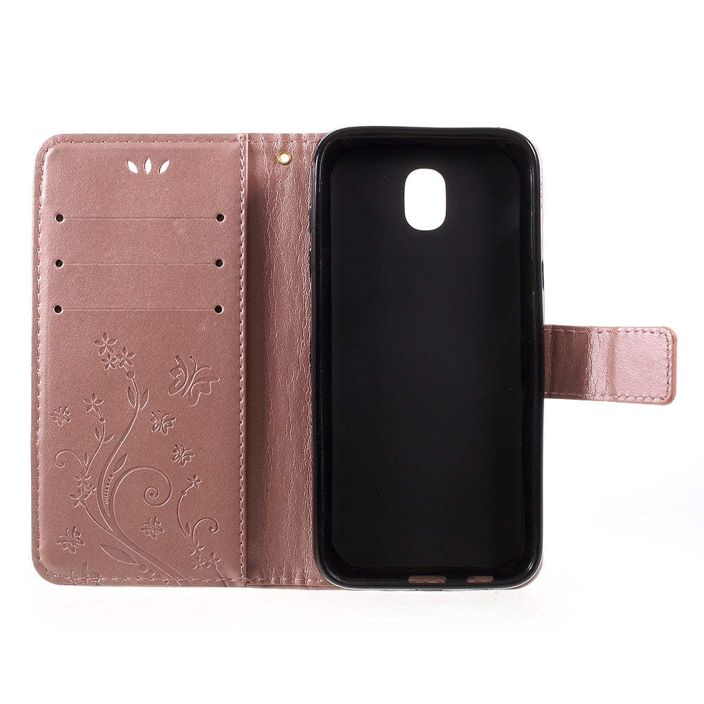 Imprint Flower Butterfly Pattern Wallet Leather Case for Samsung Galaxy J5 (2017) EU Version / J5 Pro (2017)