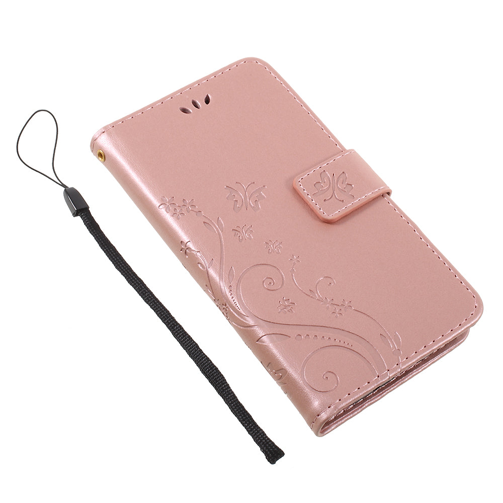 Imprint Flower Butterfly Pattern Wallet Leather Case for Samsung Galaxy J5 (2017) EU Version / J5 Pro (2017)